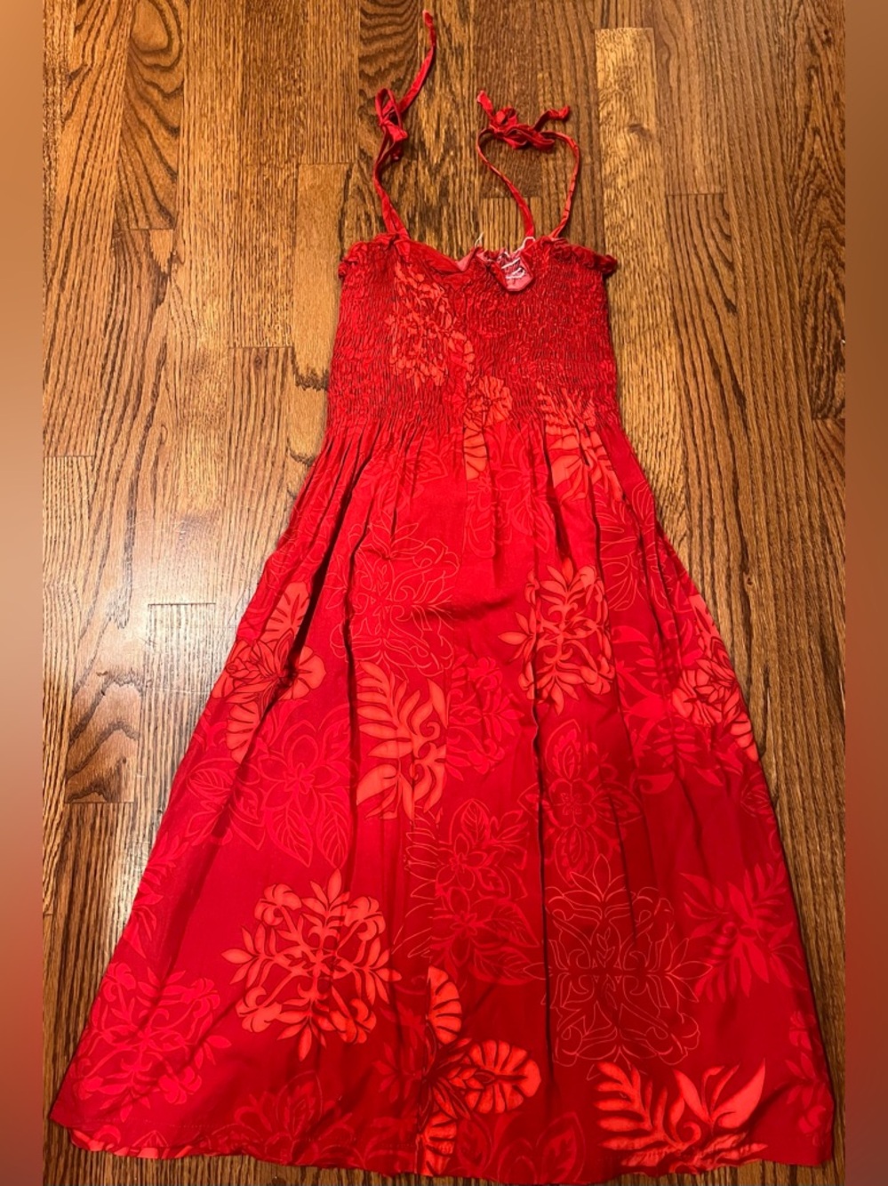 Maripe Pink-Red Textured Floral Dress - Picture 5 of 5